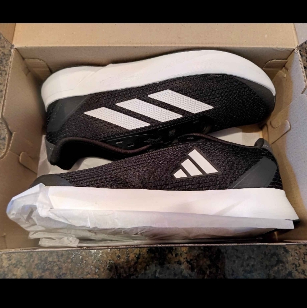 Adidas Youth Black Sneakers with White Stripes